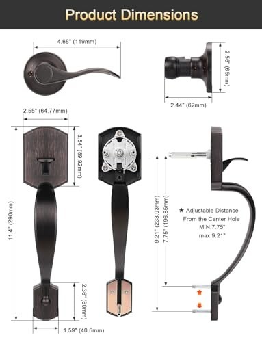 Oil Rubbed Bronze Entry Door Handle Set with Wave Lever & Electronic Keypad