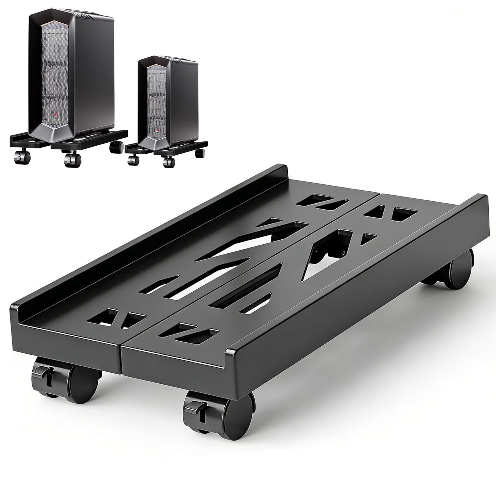Pc Stand for Floor, Adjustable Computer Tower Stand for Carpet,Mobile CPU Sta...