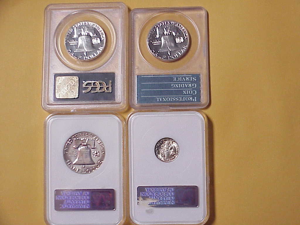 4 coins assorted pcgs and ngc 90% silver