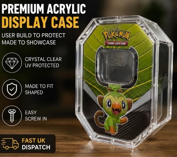 Premium Pokemon Tin Acrylic Display Case Box Modern TCG Uv Protected Crystal