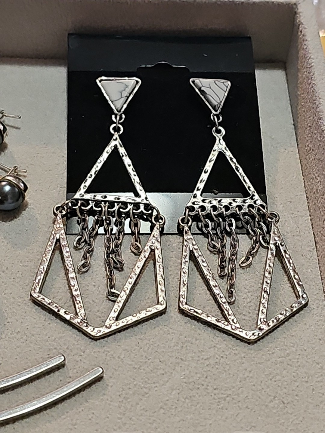 Silvertone 8 Pair Post Earring Lot Nice Variety Some Branded