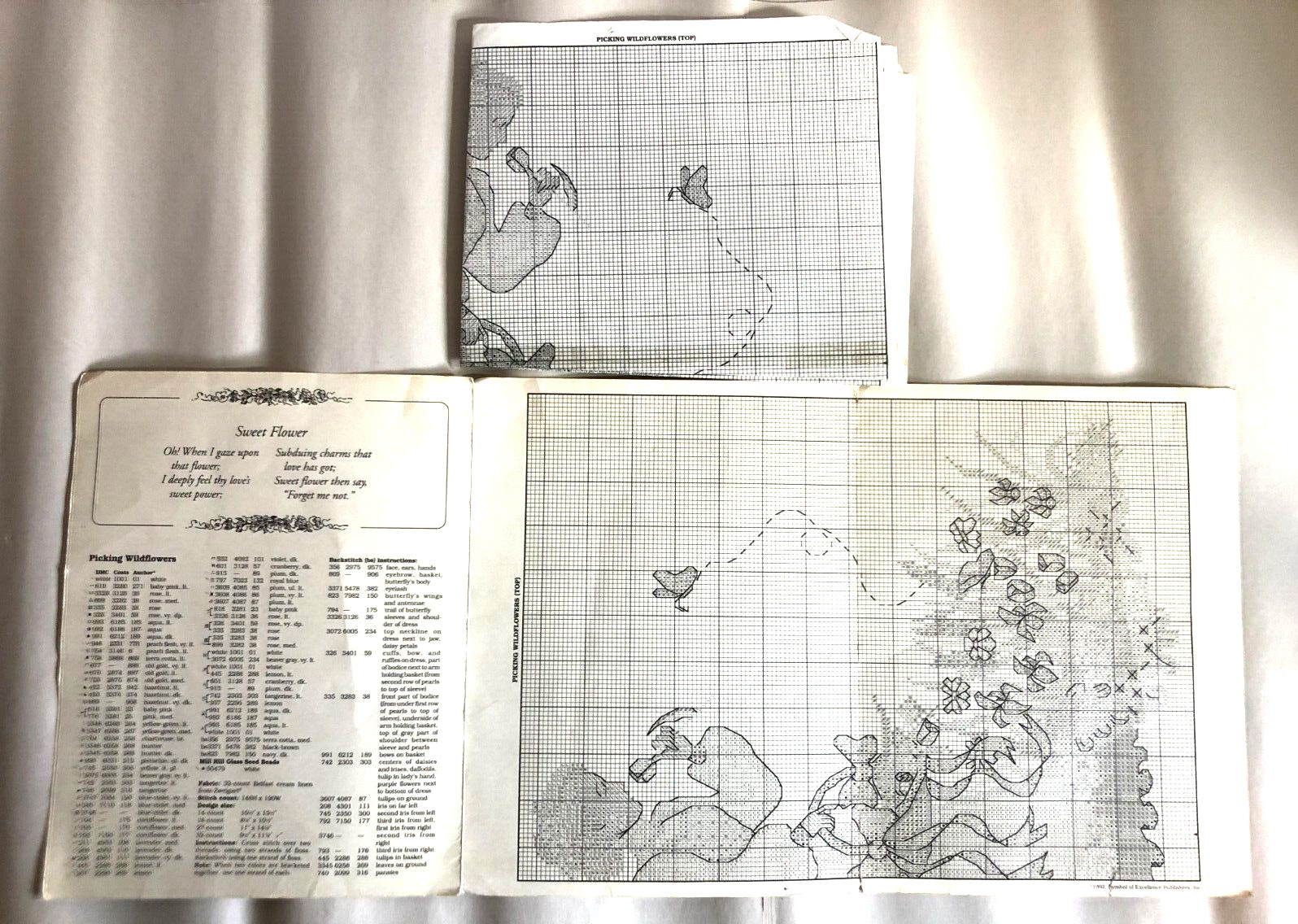 Cross Stitch Pattern Chart Book Forget-Me-Nots PICKING WILDFLOWERS