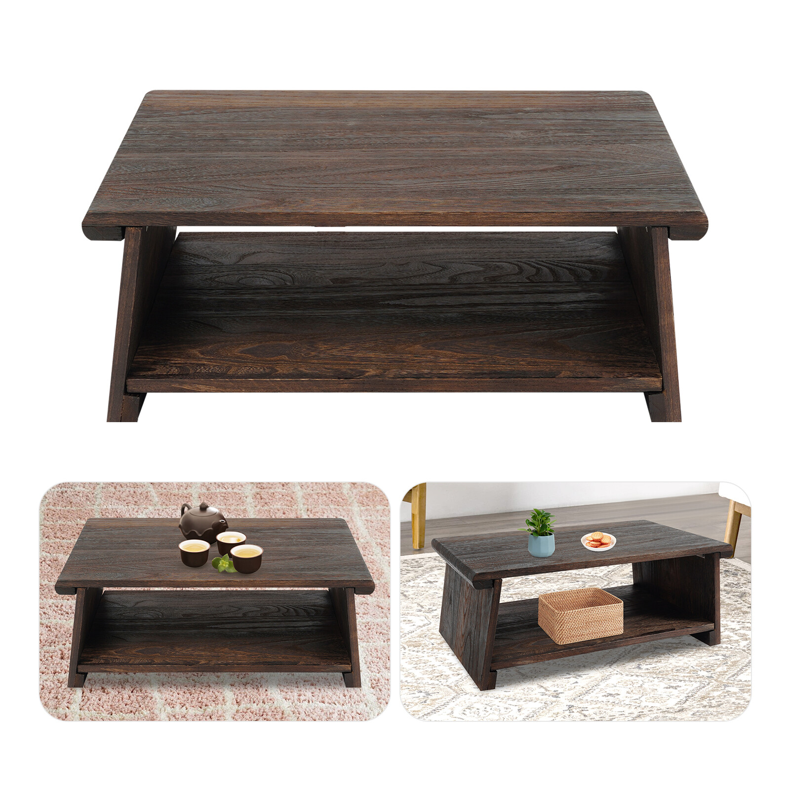 Japanese Floor Table Small Coffee & Tea Table Altar for Meditation Low Table