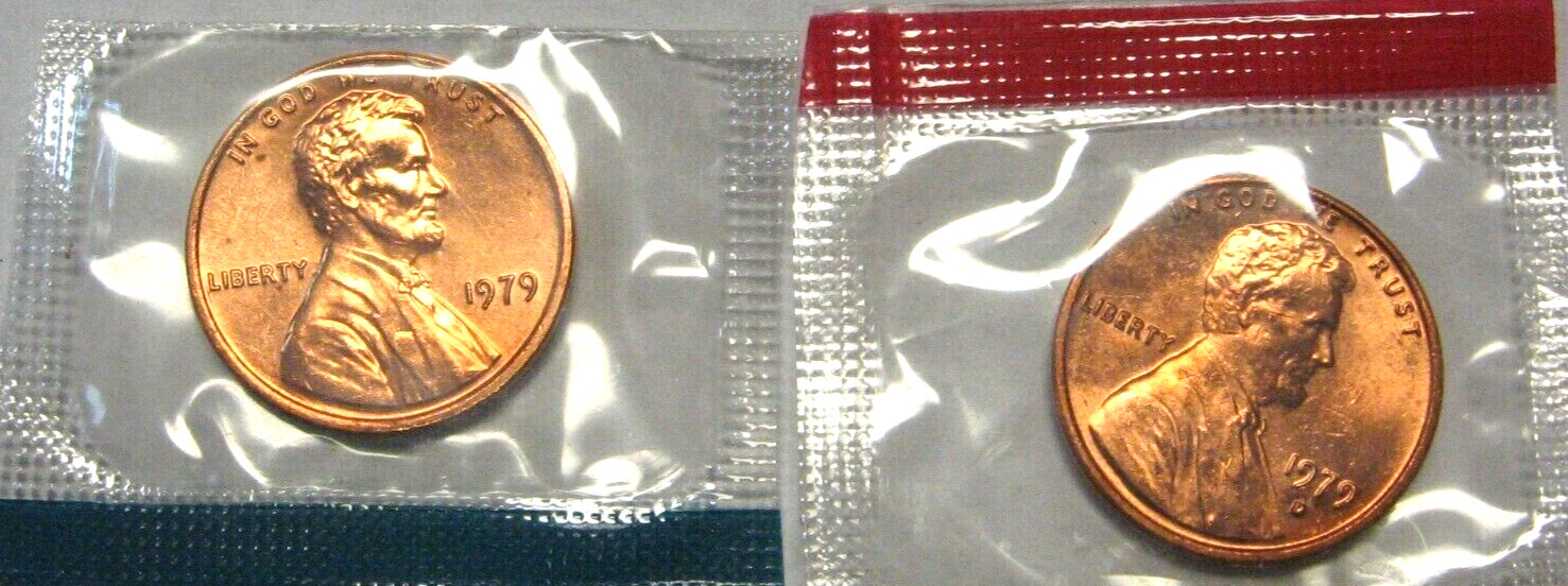 1979 P D  Lincoln cent  In Mint Cello (2 coins)