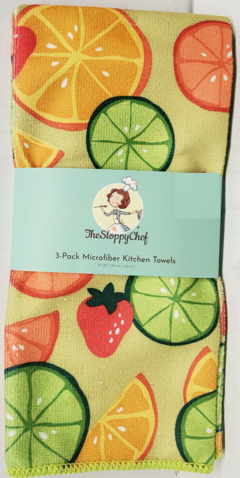 SET OF 3 JUMBO MICROFIBER TOWELS (16"x26') TROPICAL FRUITS, CITRUS & BERRIES, SC