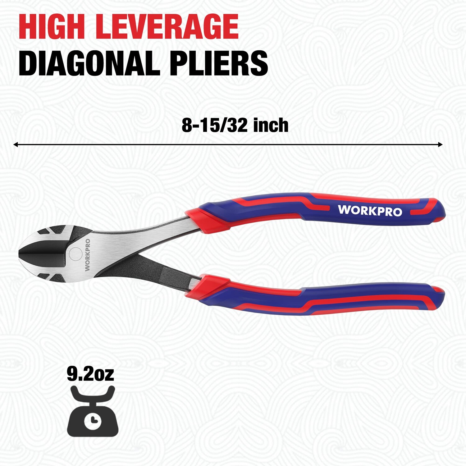WORKPRO 8" High Leverage Diagonal Plier Heavy Duty Wire Cutters Diagonal Cutters