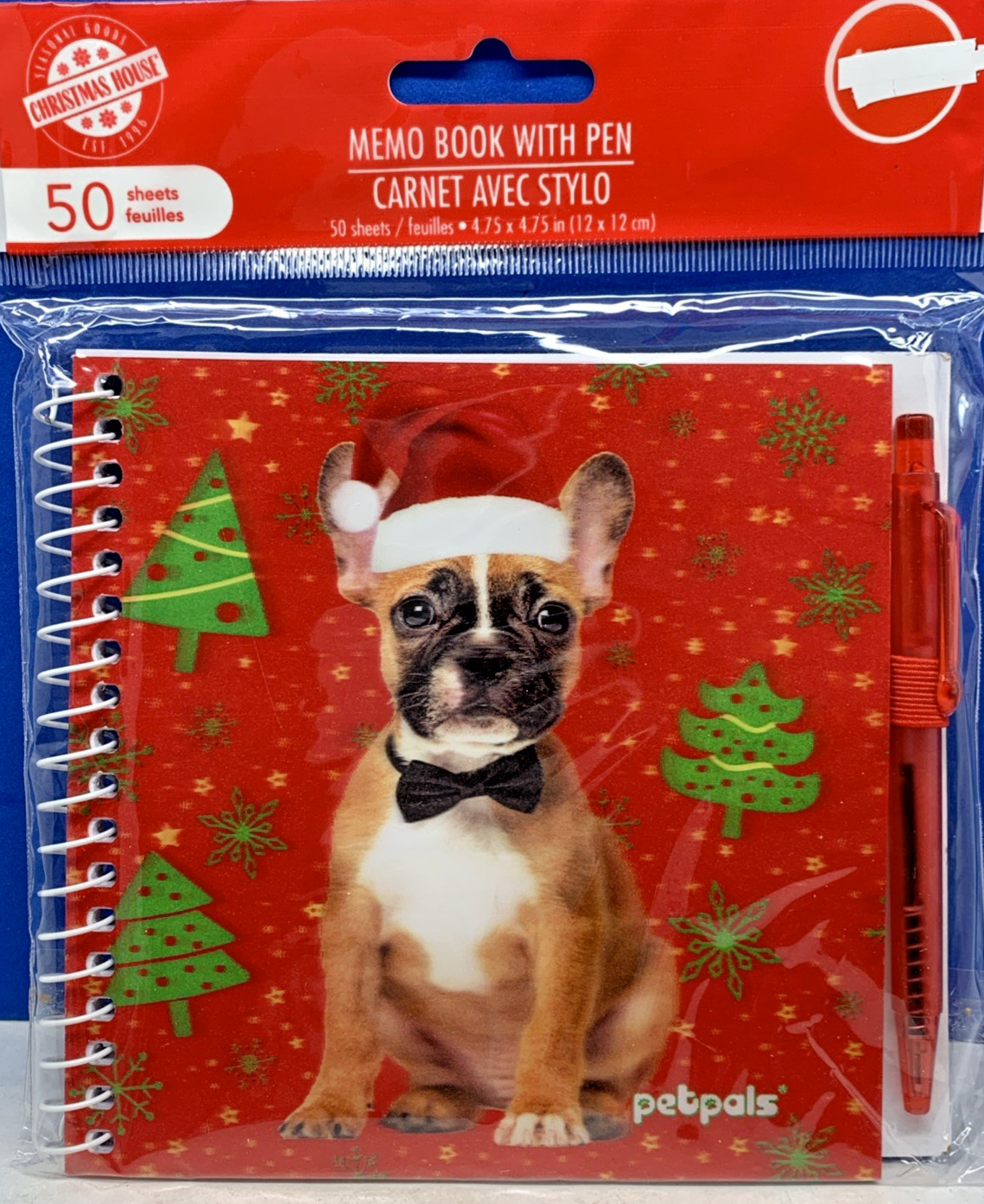 Christmas House NEW Pet Pals Memo Book With Pen - 4.75" x 4.75"