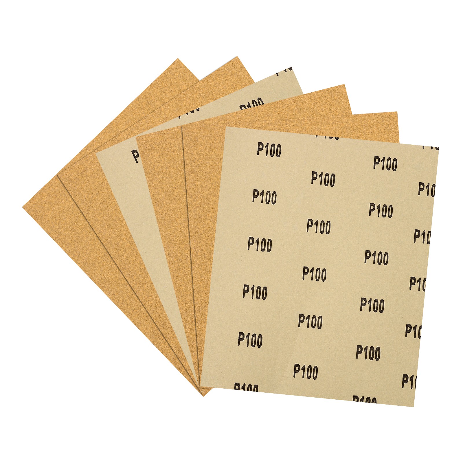 6pcs Sand Papers - [9 x 11 Inch x 100 Grits] Alumina Sandpaper Sheets Gold