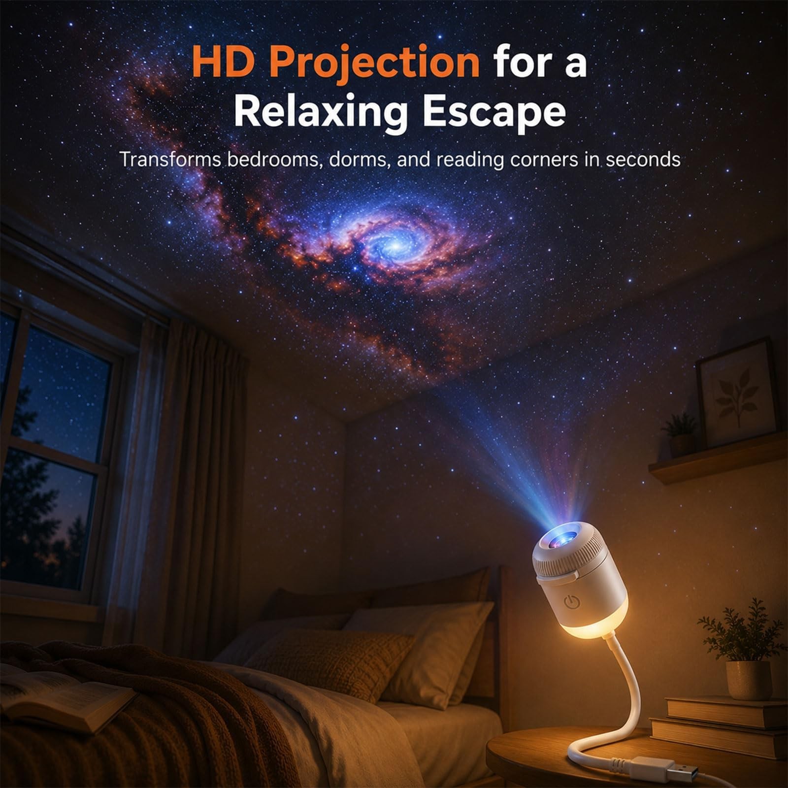 Hd Smart Dynamic 5D Holographic Night Light Projector, Play HD Star Projector