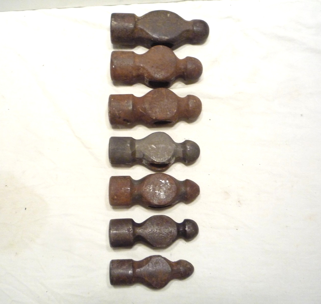 7 Vintage Ball Peen Hammer Heads Millers Falls, Westcraft, etc. Blacksmithing