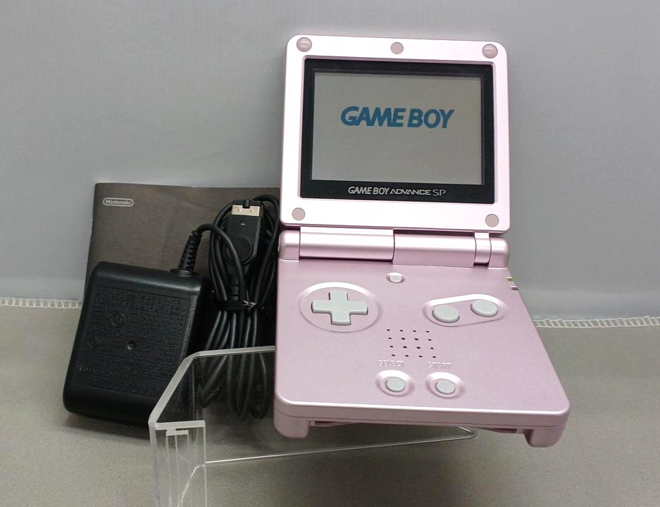 Nintendo Game Boy Advance SP Pearl Pink AGS-001 Console Tested USB Cable JP