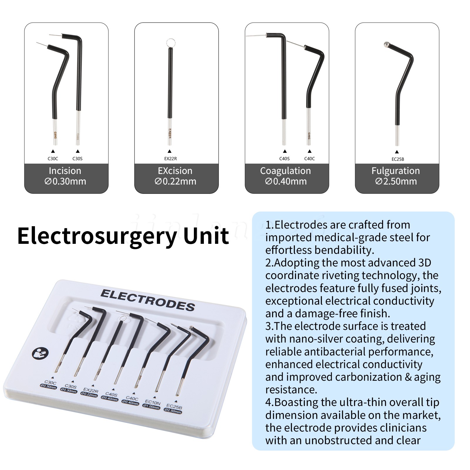 7 PCS SET ES-20 Electrosurgery Electrode Tips
