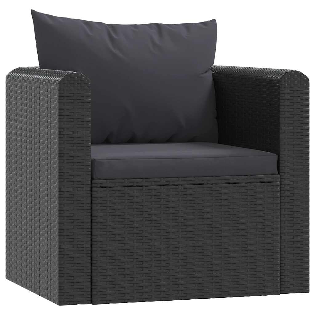 vidaXL Single Sofa Black Powder-Coated Steel Frame, PE Rattan Single