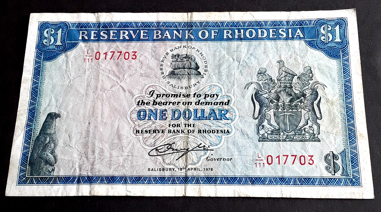 1978 RHODESIA (ZIMBABWE) $1 DOLLAR  P#30-34 BANKNOTE