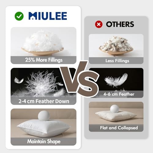 0x0 Pillow Inserts, Pack of Down Feather Premium Throw 20x20 Inch (Pack of 2) 2