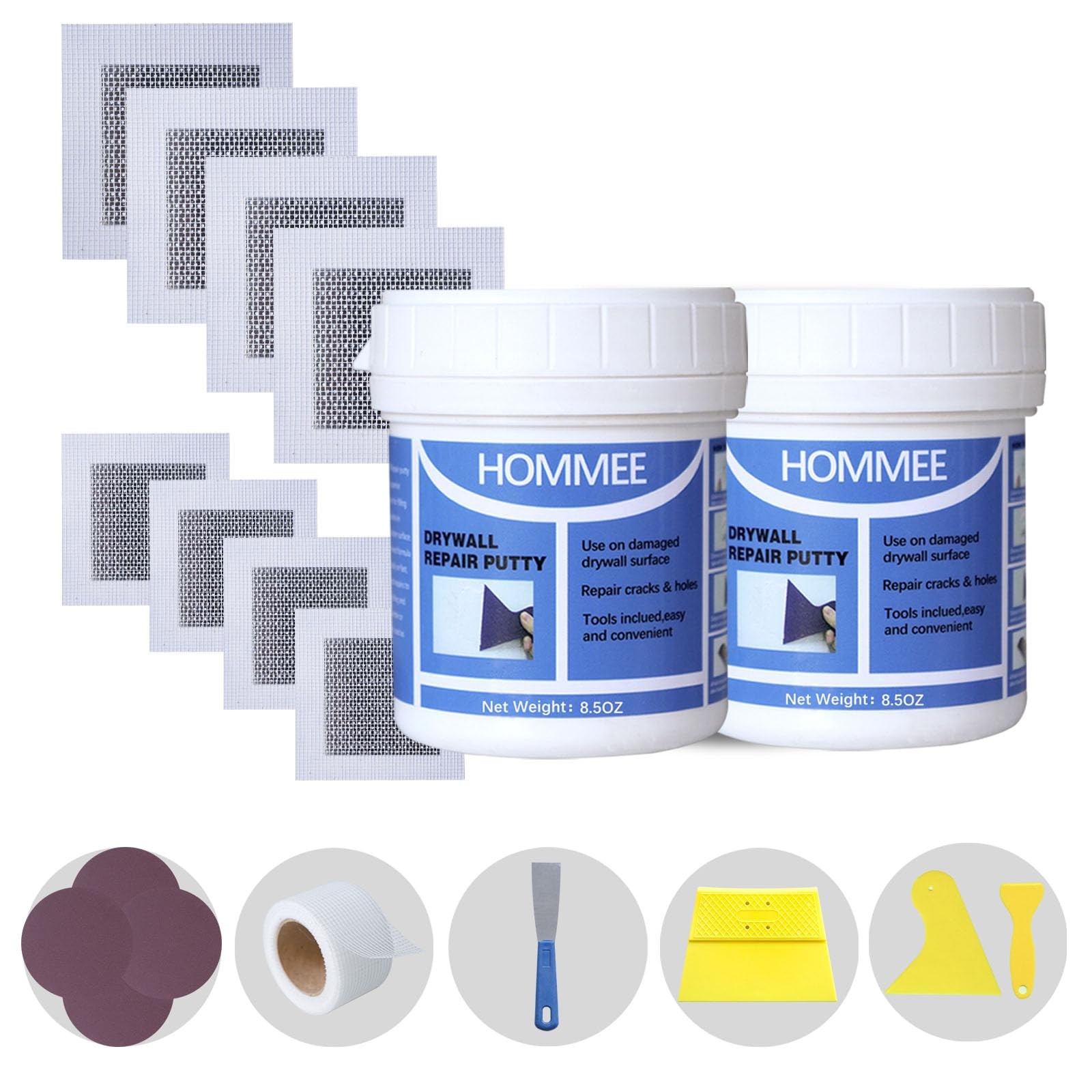 Drywall Repair Kit,Drywall Hole Patch 19-in-1 SET (2 Cans of Spackle)