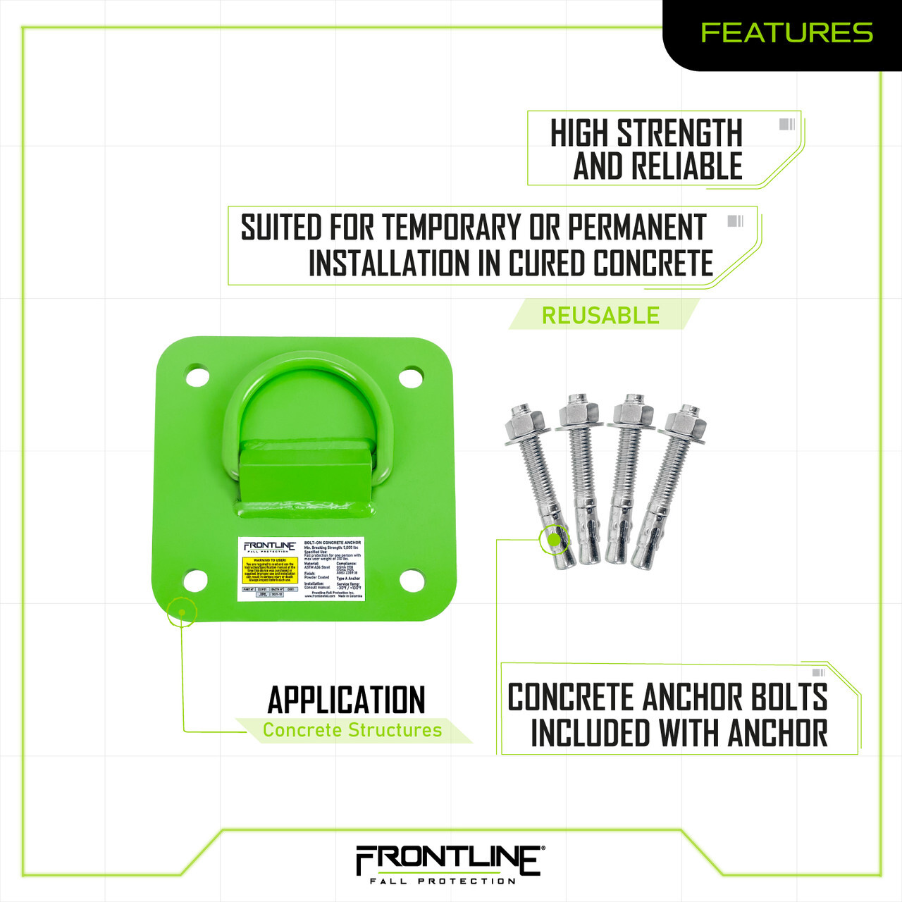 Frontline COP01 Concrete D-Ring Reusable Anchor Plate