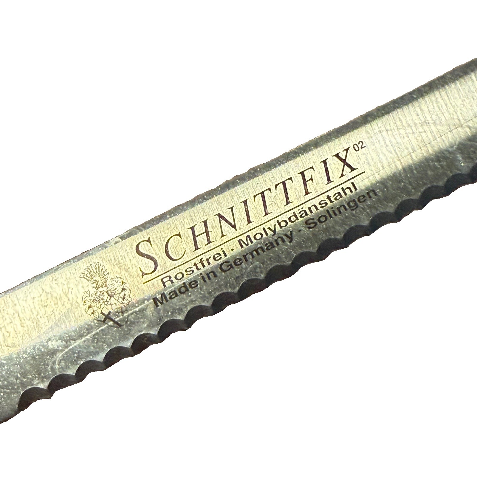 SCHNITTFIX Solingen Germany Serrated Stainless Bread Utility Knife Blue Handle