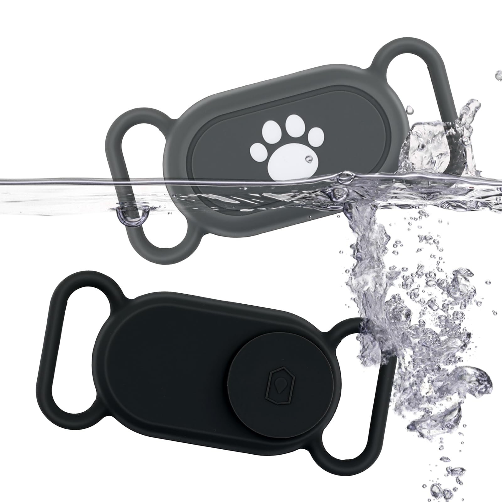 2pcs Dog Collar Holder for Galaxy Smarttag2, Silicone Pet black and gray