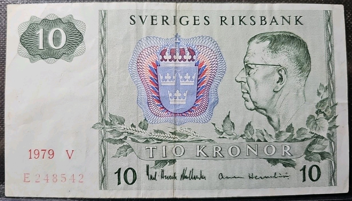1979 Sweden 10 Kronor SVERIGES RIKSBANK - Tio Kronor Banknotes
