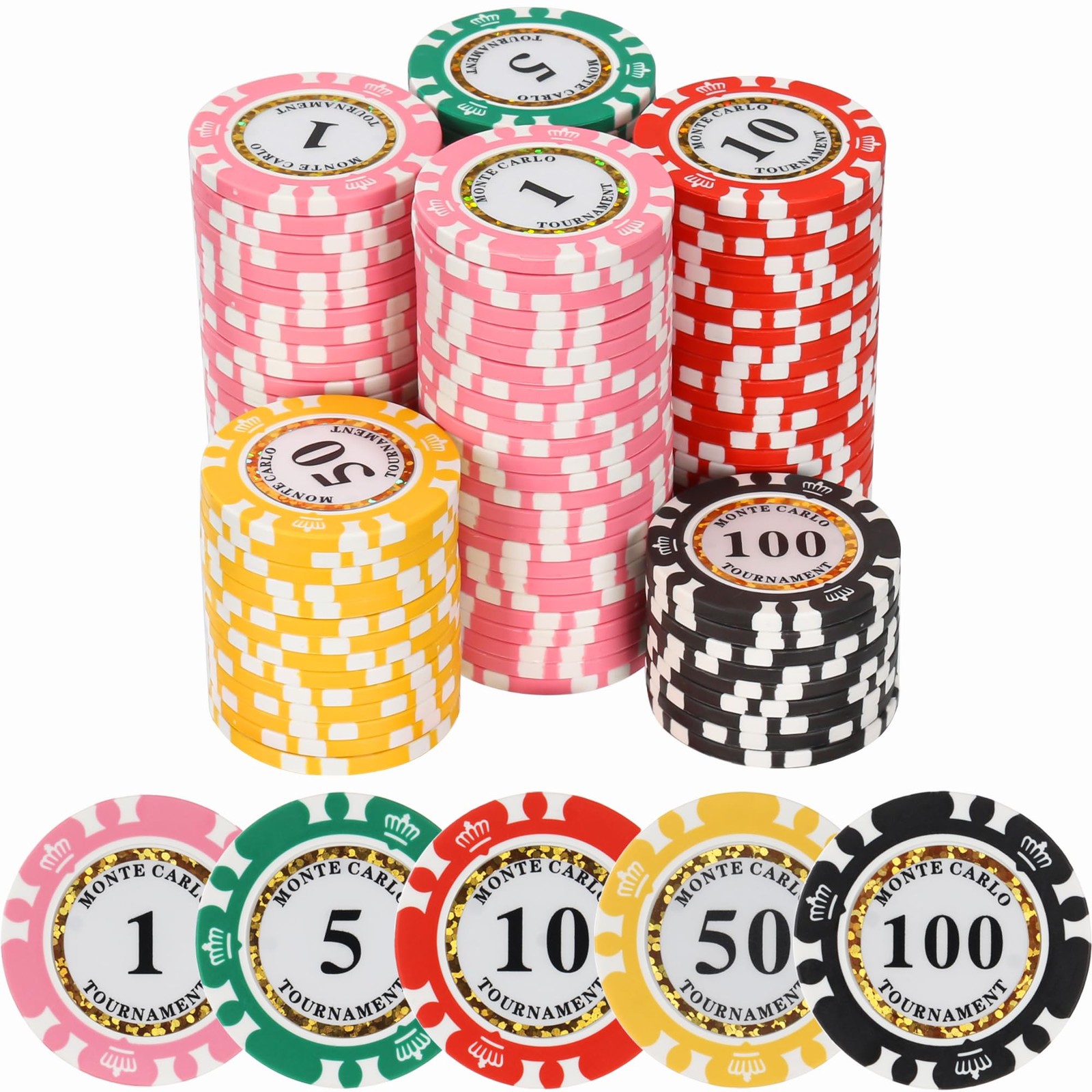 125pcs Clay Poker Chips Denominations 13.5 Gram Blacakjack Casino Chips Numbe...