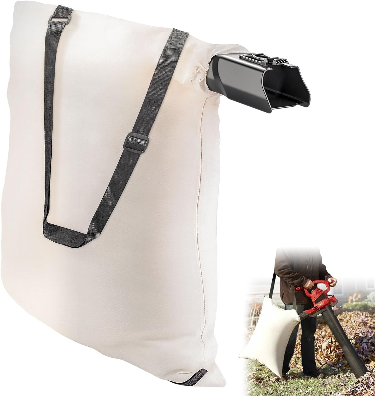 Cotton Leaf Blower Vacuum Bag - Effortless Emptying & Adjustable Straps
