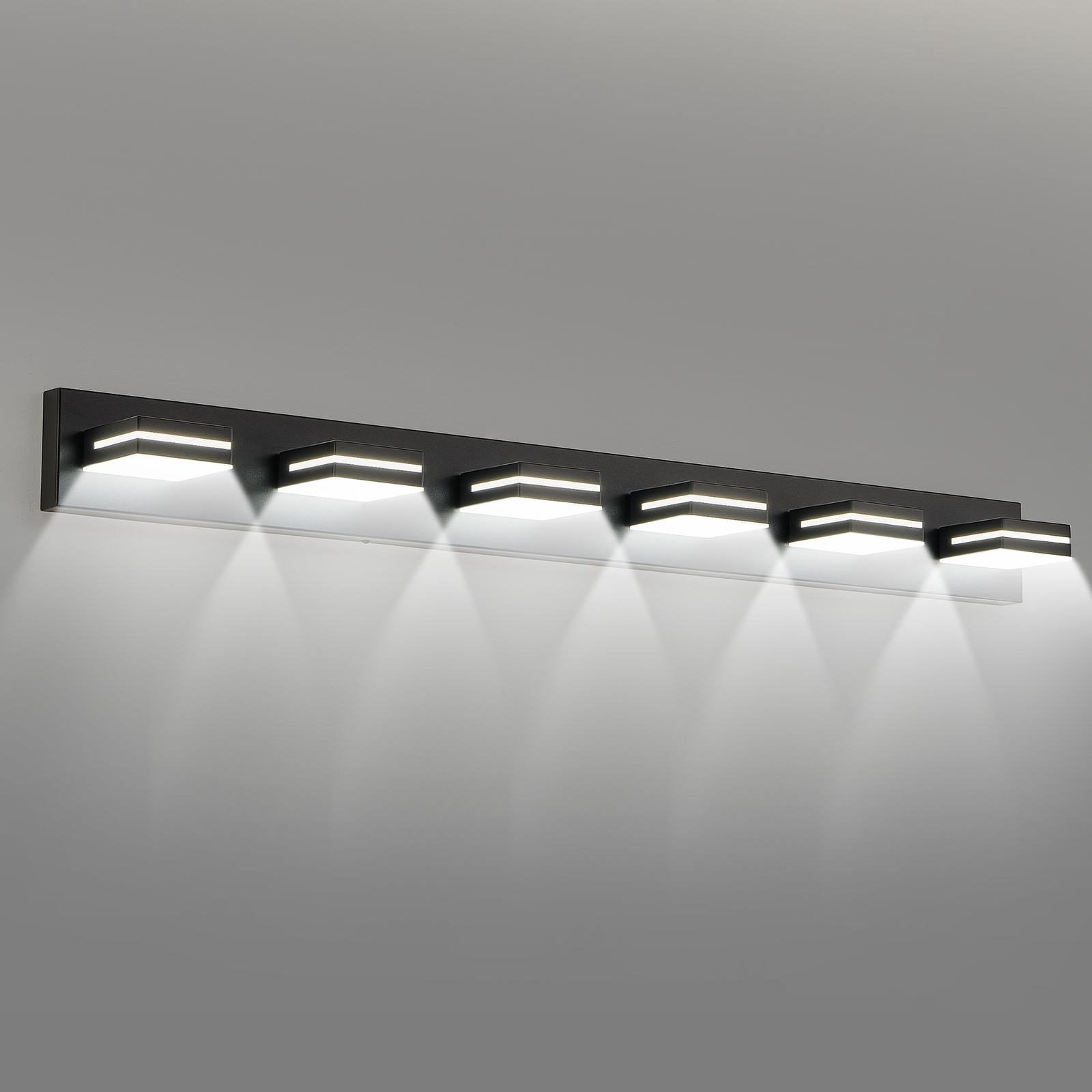 47 Inch 6 Lights LED Black Modern Vanity Light Bathroom Mirror Wall Lamp Fixture