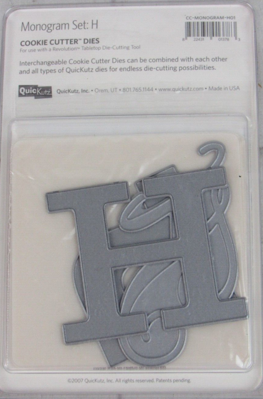 QuicKutz Monogram "H" Set, Cookie Cutter Dies, 3 dies, CC-MONOGRAM-H01