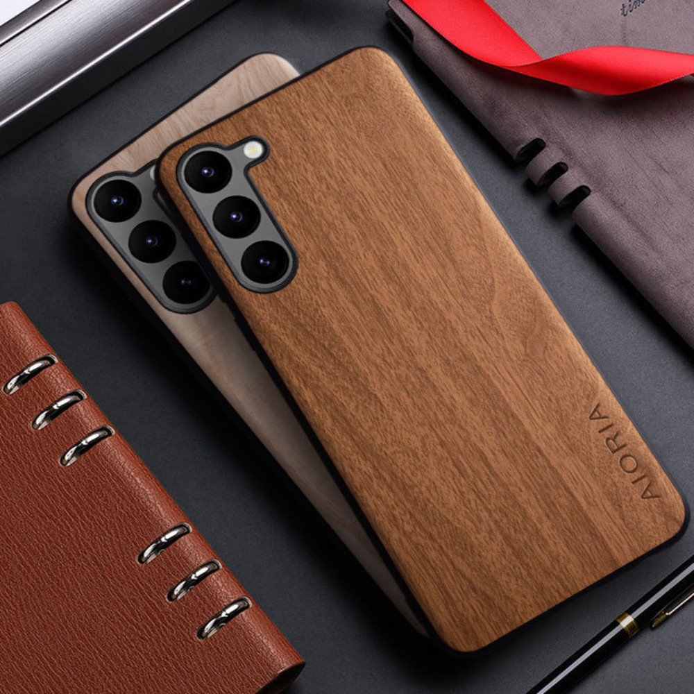 Wood Pattern PU Case For Samsung Galaxy S23 S26 S25 Edge S24 FE S22 Ultra Plus