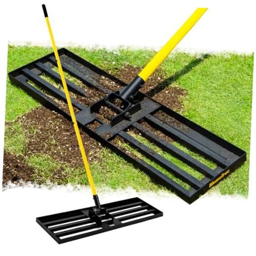 Lawn Leveling Rake, 30"x10" Heavy Duty Sand Leveling Tool with 7FT 7FT 30"x10"