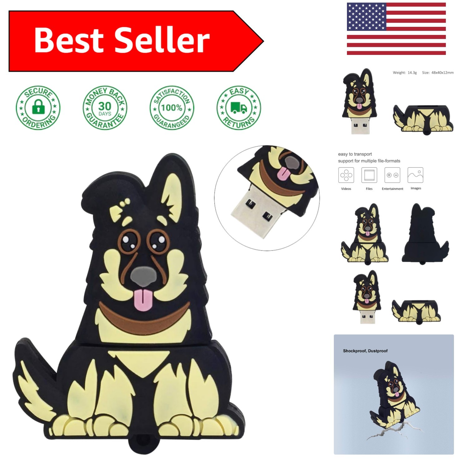 Charming Cartoon Dog USB Flash Drive 16GB – Lightweight, High-Speed Data Storage