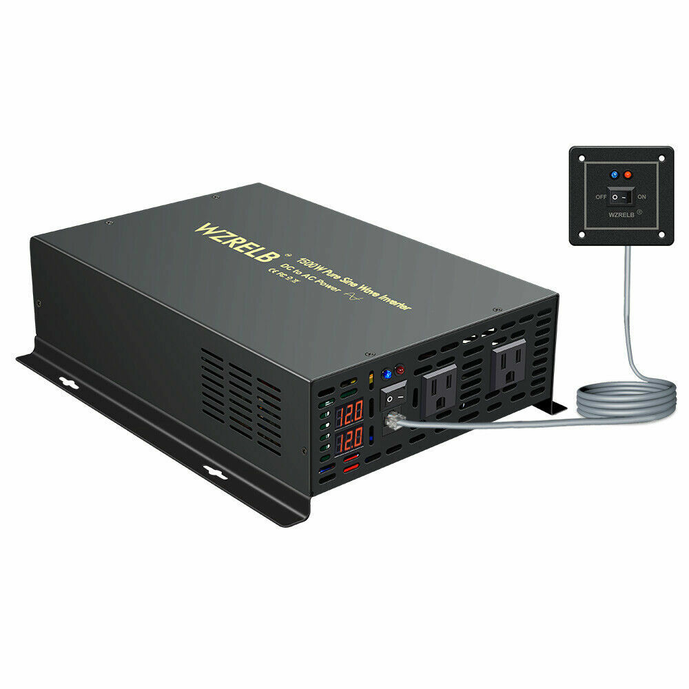 Pure Sine Wave Power Inverter 1500W 12V To 120V RV/Home Wired Remote Control