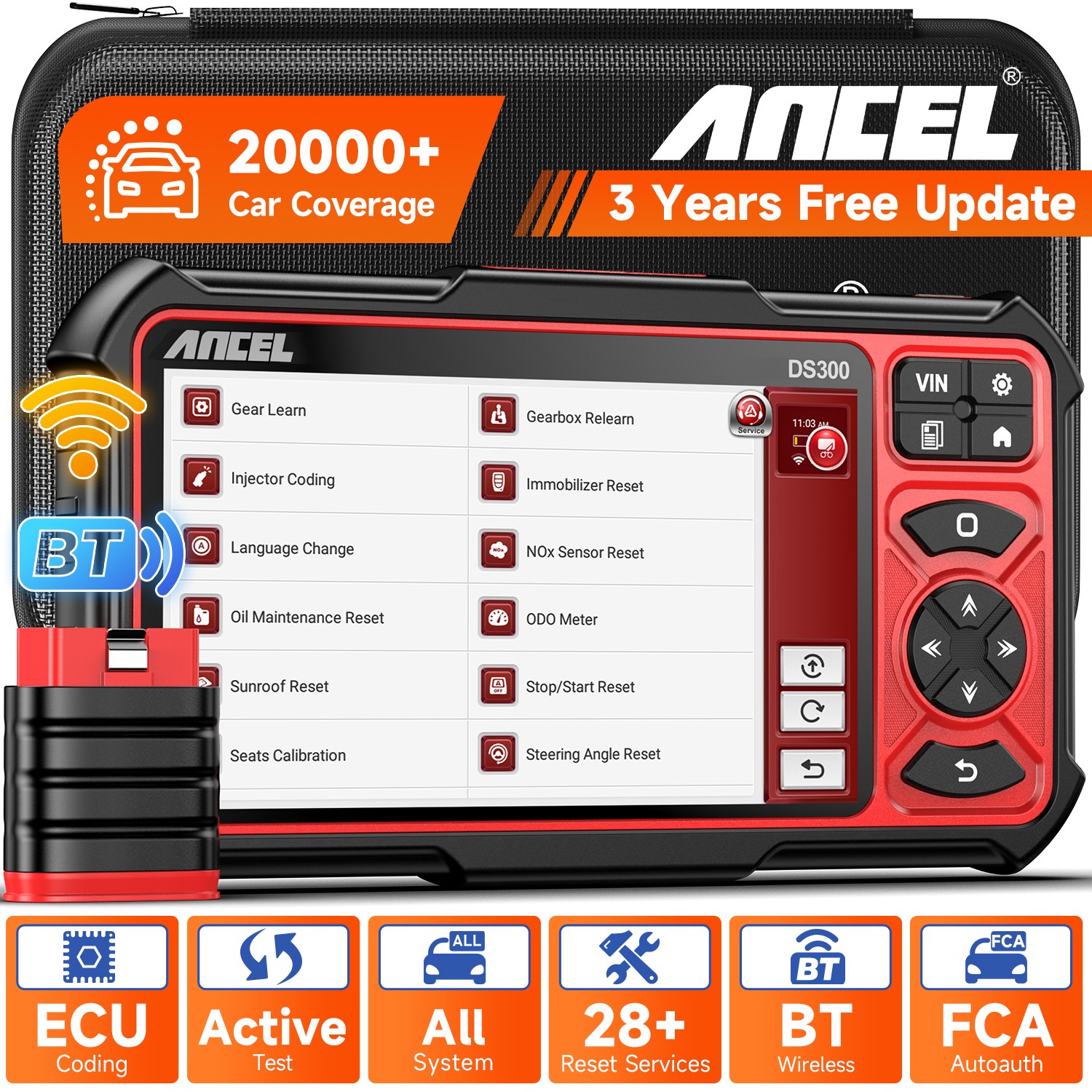 ANCEL DS300 OBD2 Scanner Diagnostic Tool Active Tester Ecu Coding Free update