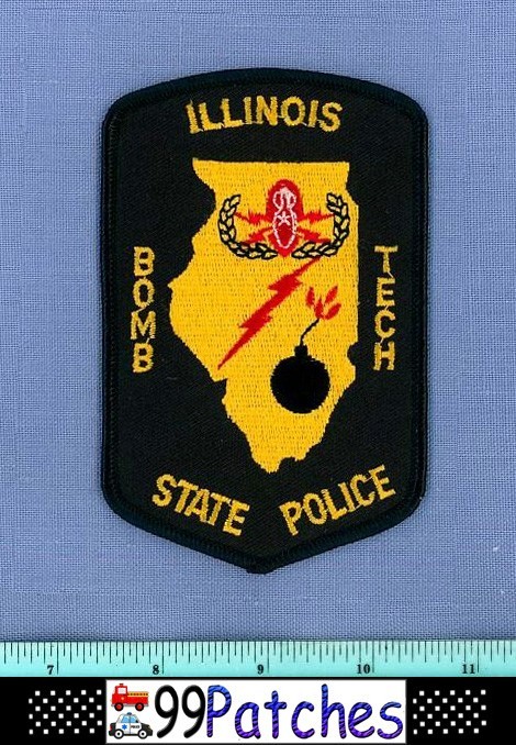 ILLINOIS STATE POLICE BOMB TECH Highway Patrol Patch WINGED MILITARY ORDNANCE 8A