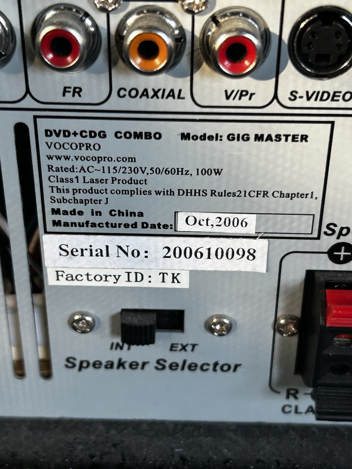 Vocopro Gig-Master Karaoke Multi-Format Player 100w Amplifier, Portable w/REMOTE