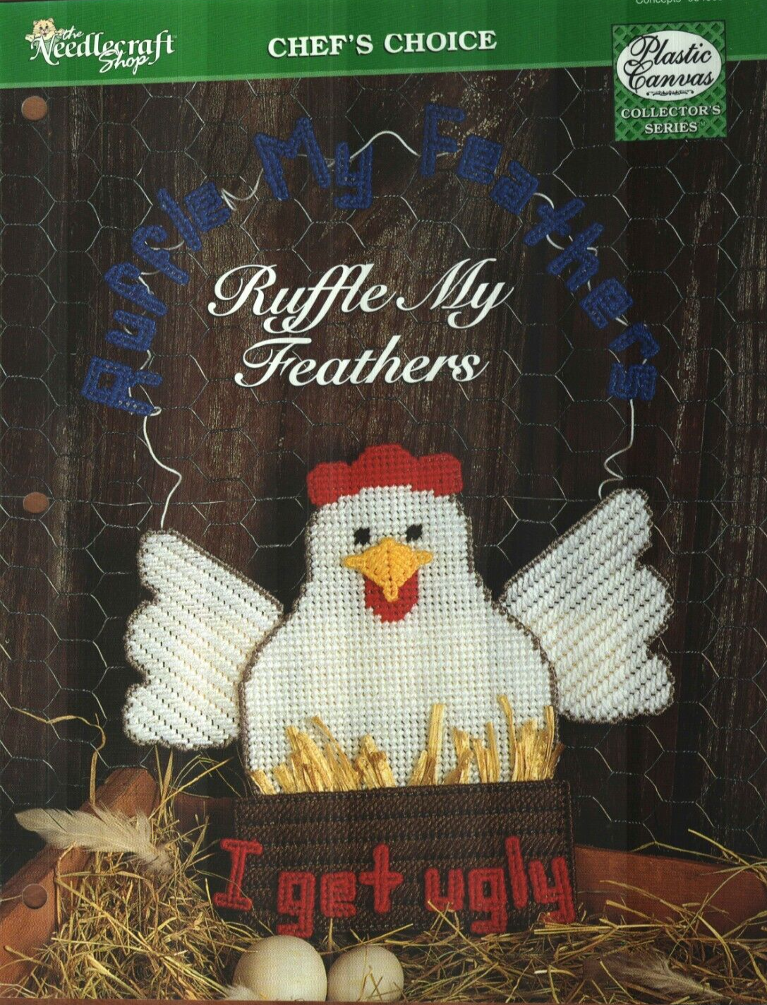 NEW RUFFLE MY FEATHERS CHICKEN HOME DECOR PLASTIC CANVAS PATTERN INSTRUCTIONS