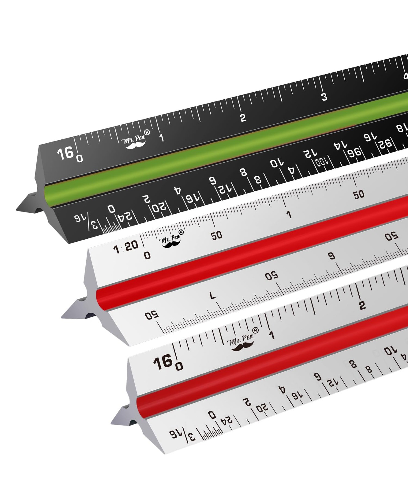 Architectural 12 Inch Engineer  Drafting Ruler Set - Imperial  Metric Scale f...
