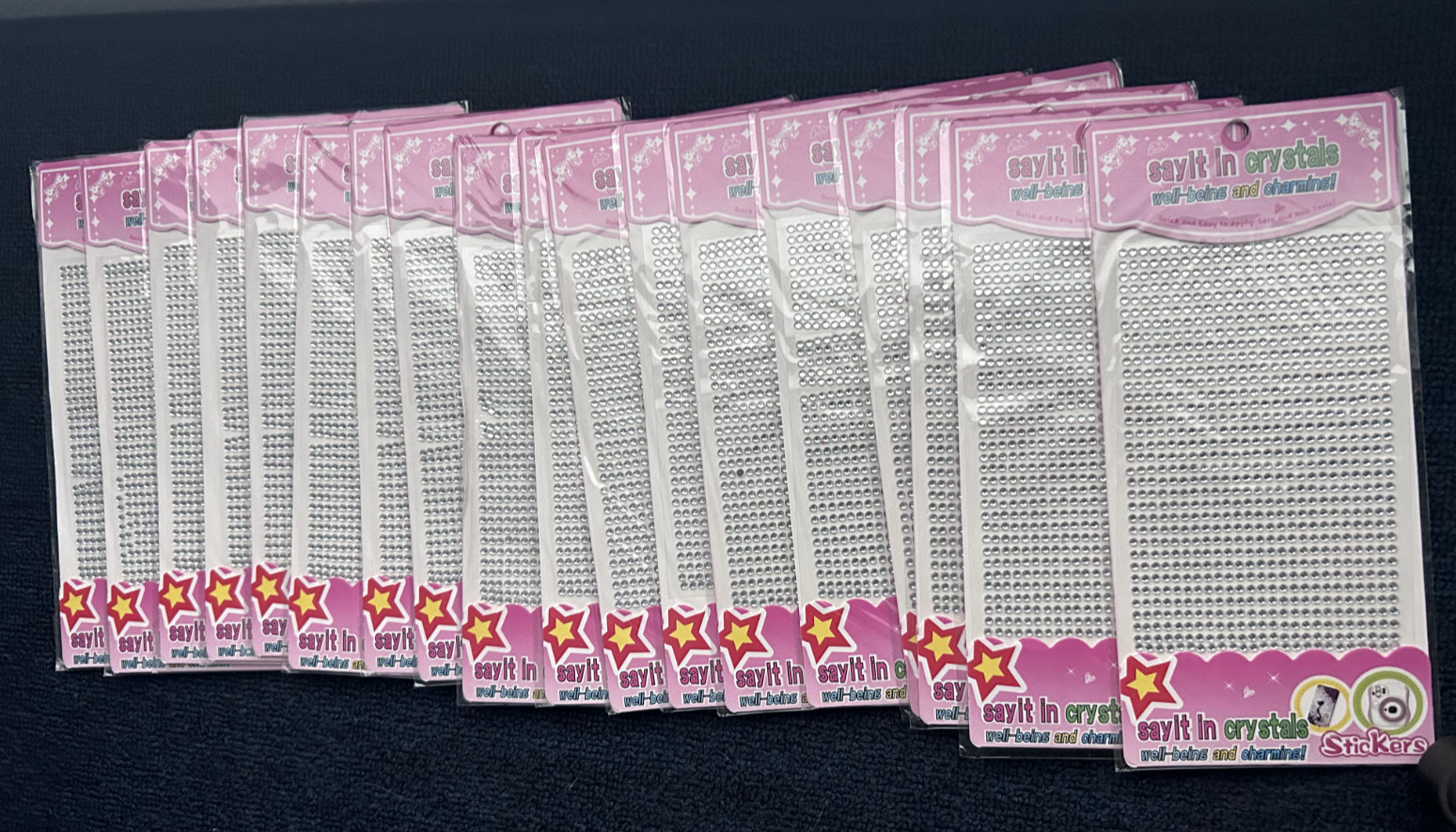 Say It in Crystals 2mm Rhinestone Stickers 18 sheets - Over 15K for Bling Crafts