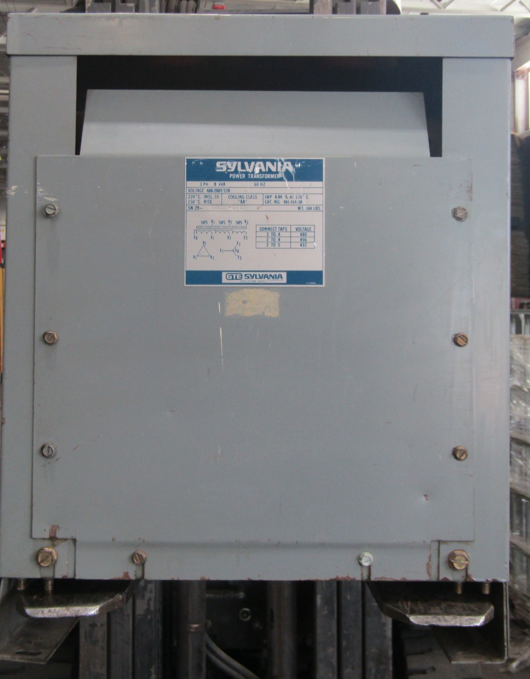 😏 SYLVANIA 9 kVA TRANSFORMER 208Y/120 LVAC 480 HVAC 3∅ 901-414-3A