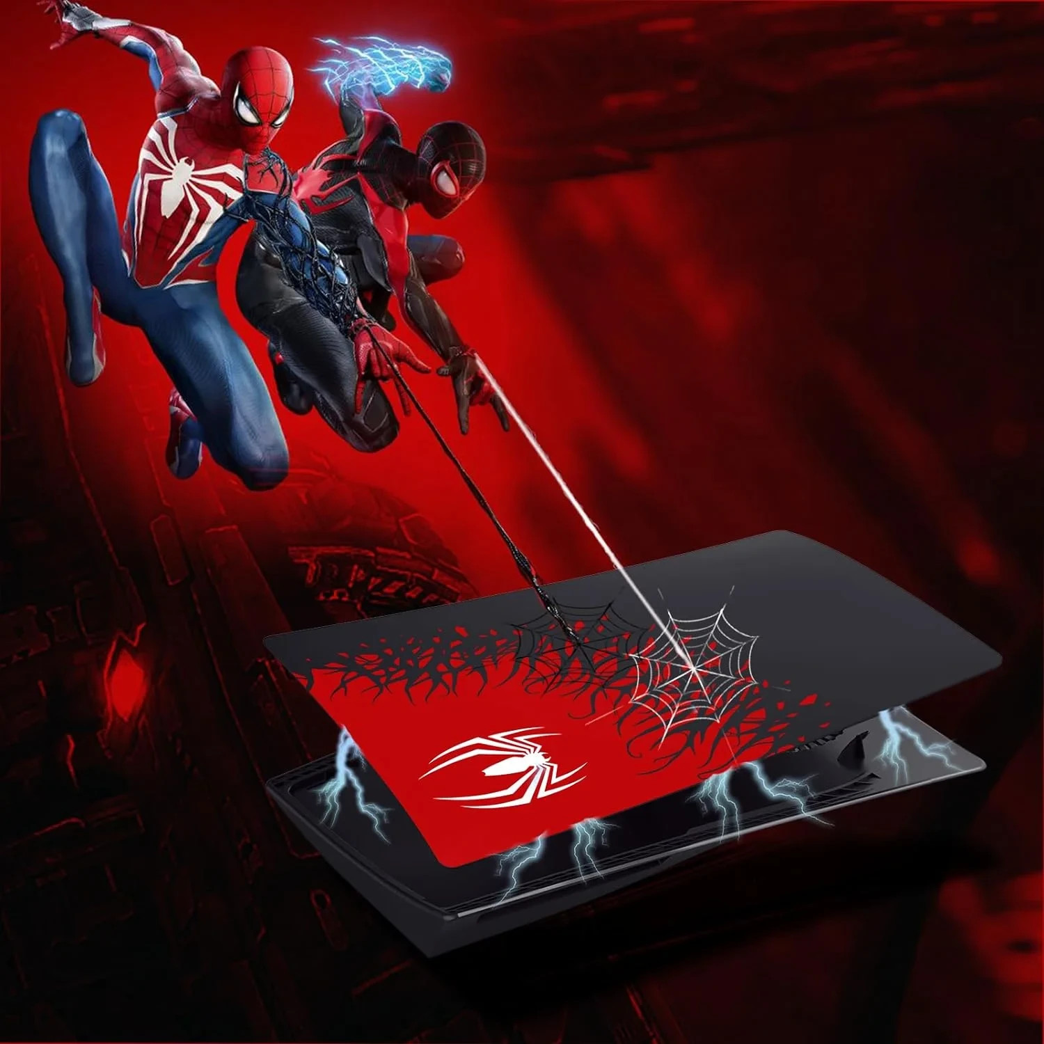 PS5 Disc Edition Plastic Front Plates Faceplates – Cover Red Black Spider Style