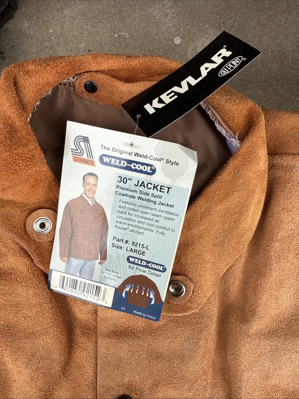 Steiner 9215 Brown Weld-Cool Premium Side Split Cowhide Welding Jacket Large NEW