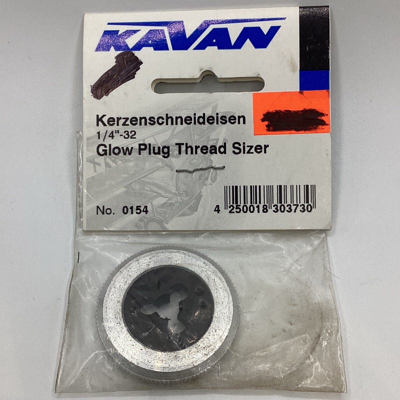 NOS Vintage Kavan Kerzenschneideisen 1/4”-32 Glow Plug Thread Sizer No. 0154