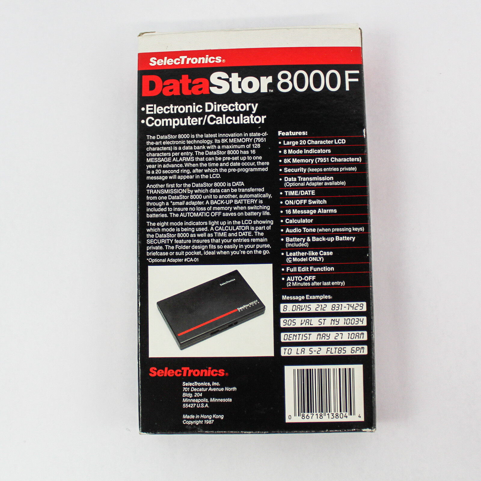 SelecTronics DataStor 8000F Calculator Data Bank 8K Memory Original Box Untested