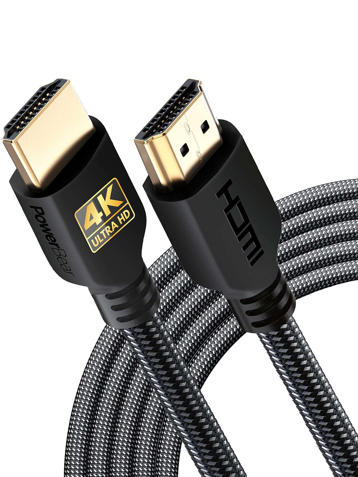 PowerBear 4K HDMI Cable 15 ft | High Speed, Braided Nylon & Gold Connectors, 4K