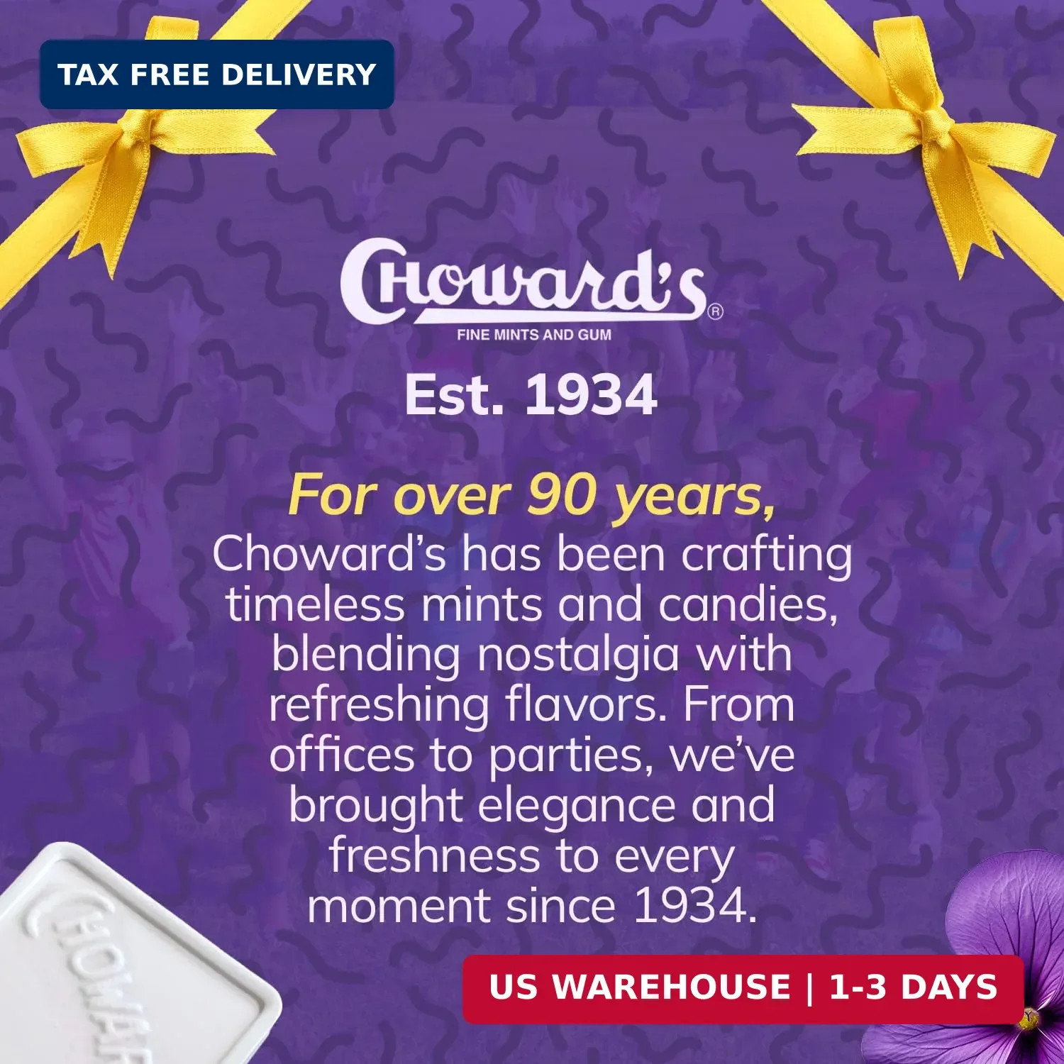 Choward's Violet Mints Candy | Bold Aromatic Flavor 6 Pack 15 Mints Per Package