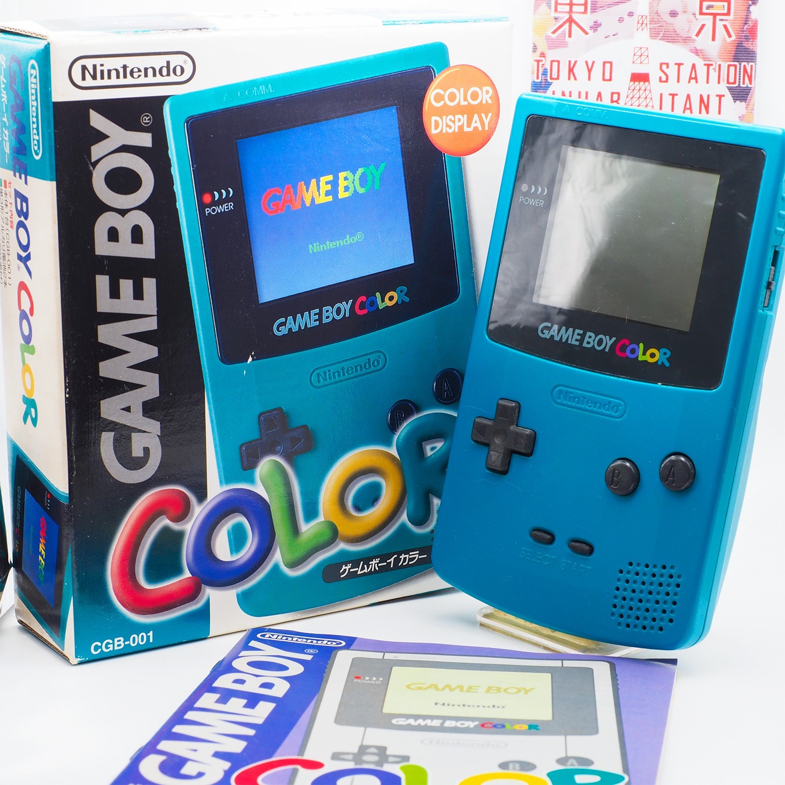 Nintendo Game Boy Color Teal Blue Console Complete in Box Japanese [CIB, EX] #4