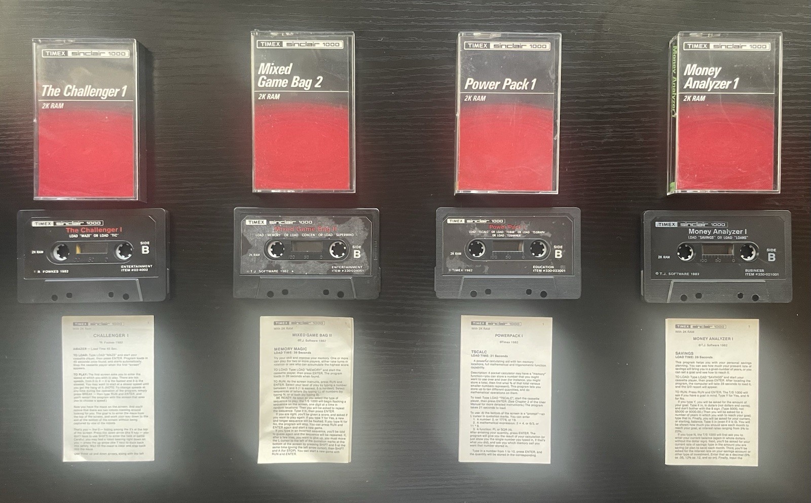 Timex Sinclair  TS-1000 Cassette Bundle x 4 (2K RAM) w/ Cases + Manuals TESTED