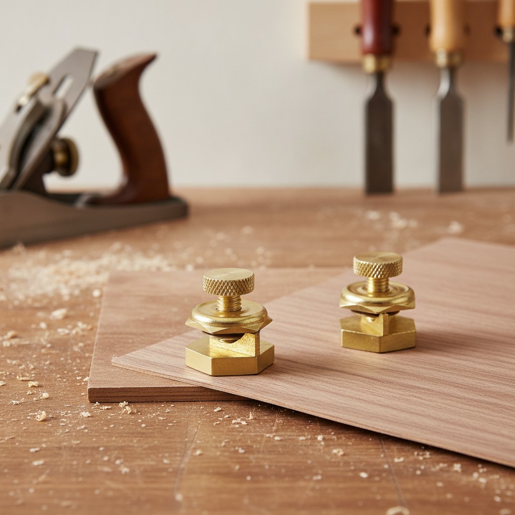 Precision Brass Stair Gauge Set with Flush-Mounted Knurled Screws - 2 Pack