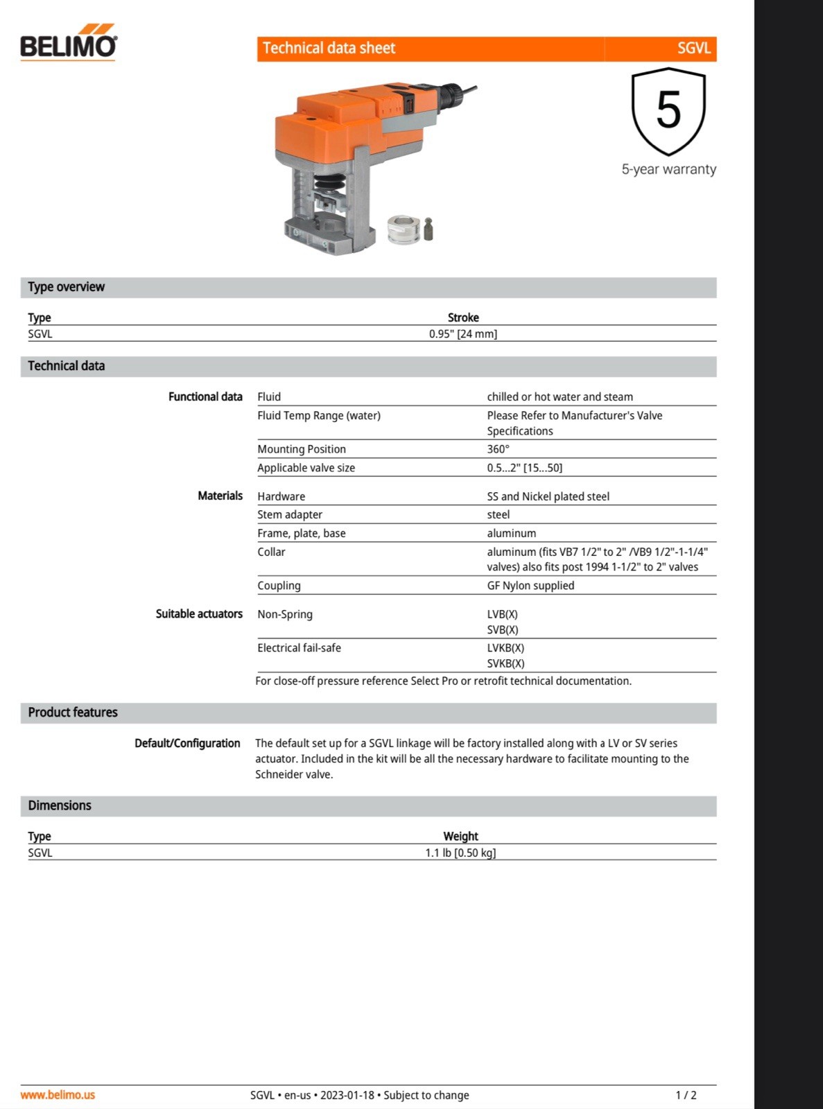 Belimo SGVL+SVKX24-MFT Actuator