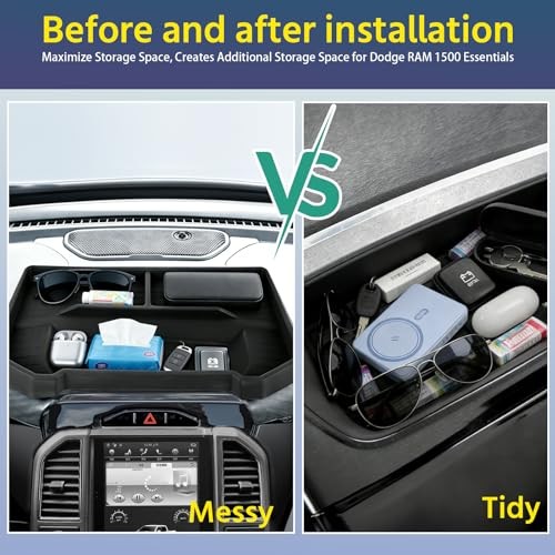 Dashboard Storage Tray Compatible with 2019–2026 Dodge RAM 1500, Center Black